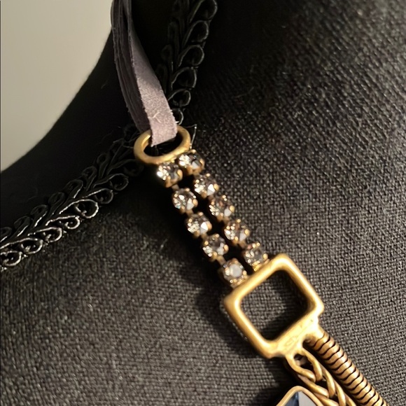 Silpada Labradorite Leather Crystal "Blue Streak" Necklace with Egyptian Motifs - Picture 9 of 13